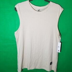 Upstanders Legend Men Small Muscle Shirt NYC Cotton Comfy Beige Beach Gym NWT